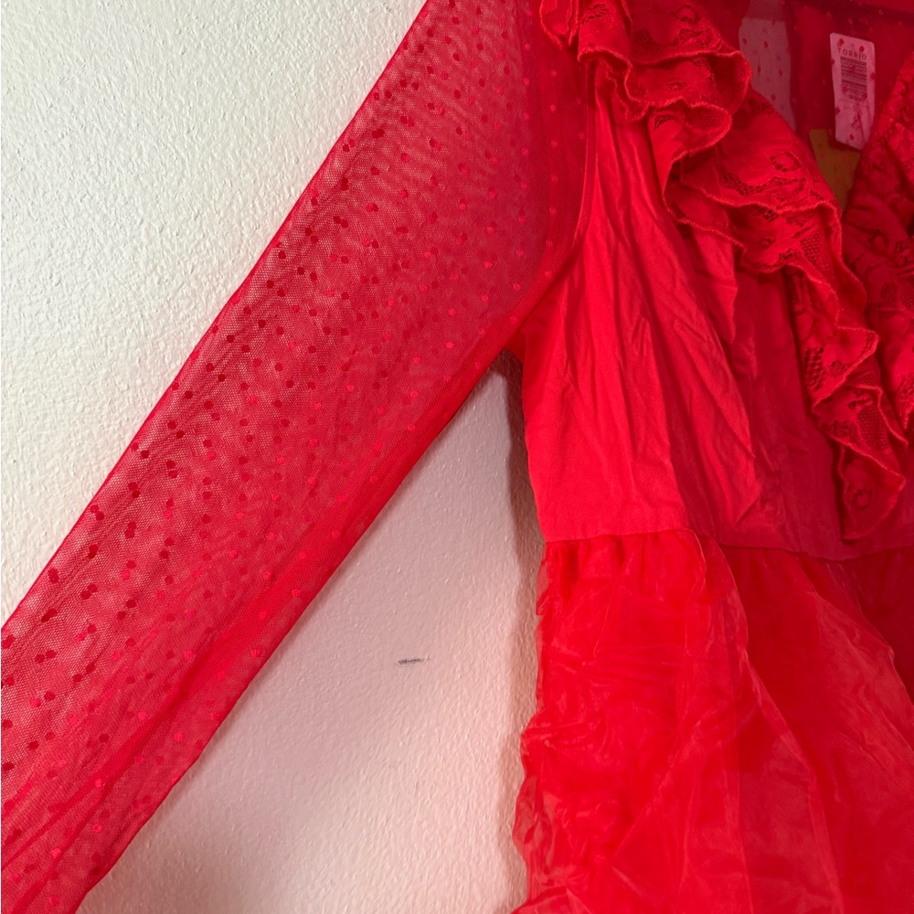 Torrid Red Ruffled Dress - Picture 2 of 4